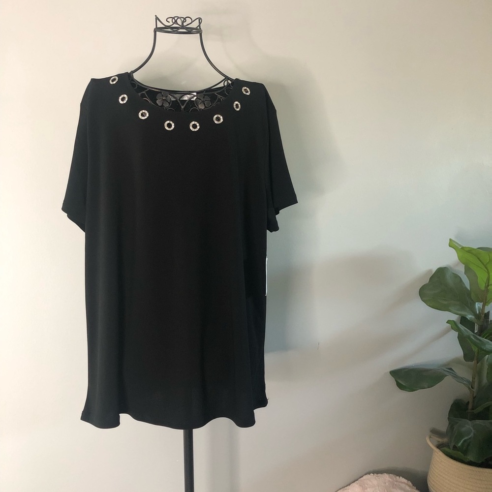 89th+ Madison Black Rhinestone Blouse-XL